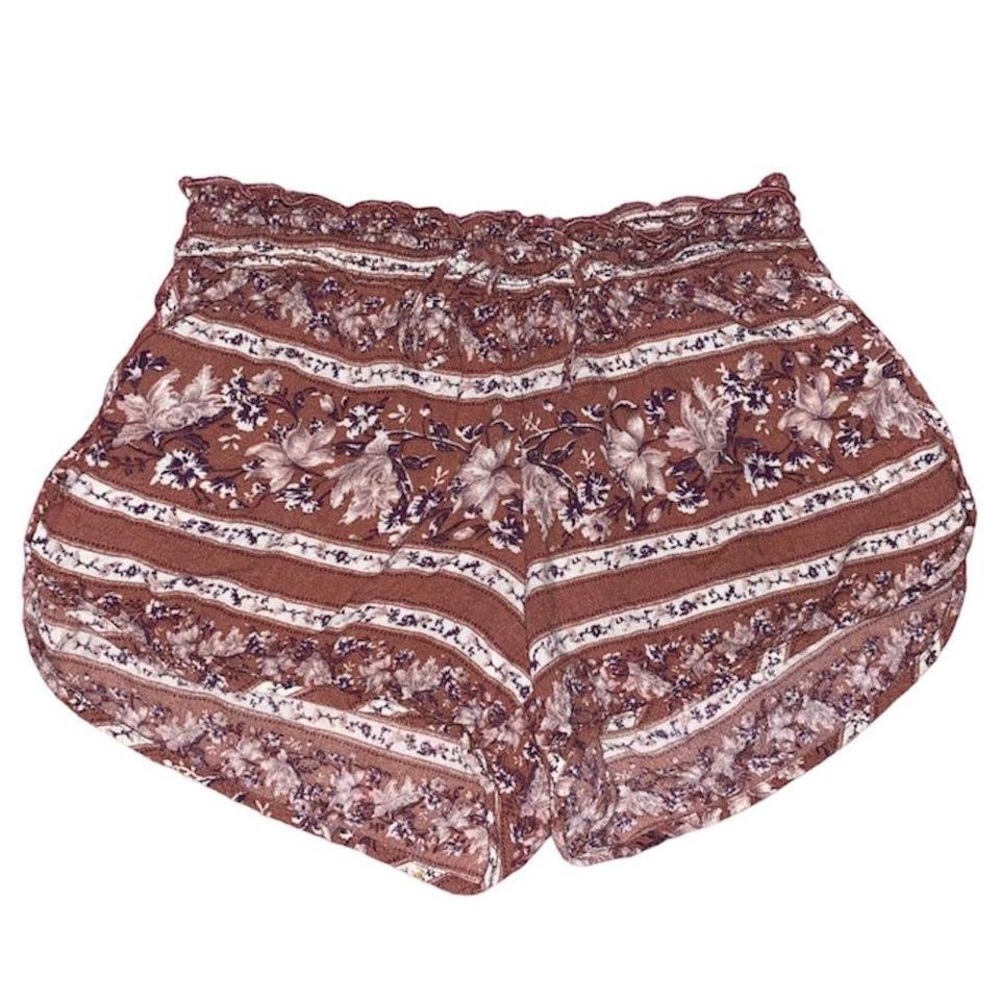 Peach floral flowy hippie shorts boho mauve pink striped flower booty shorts